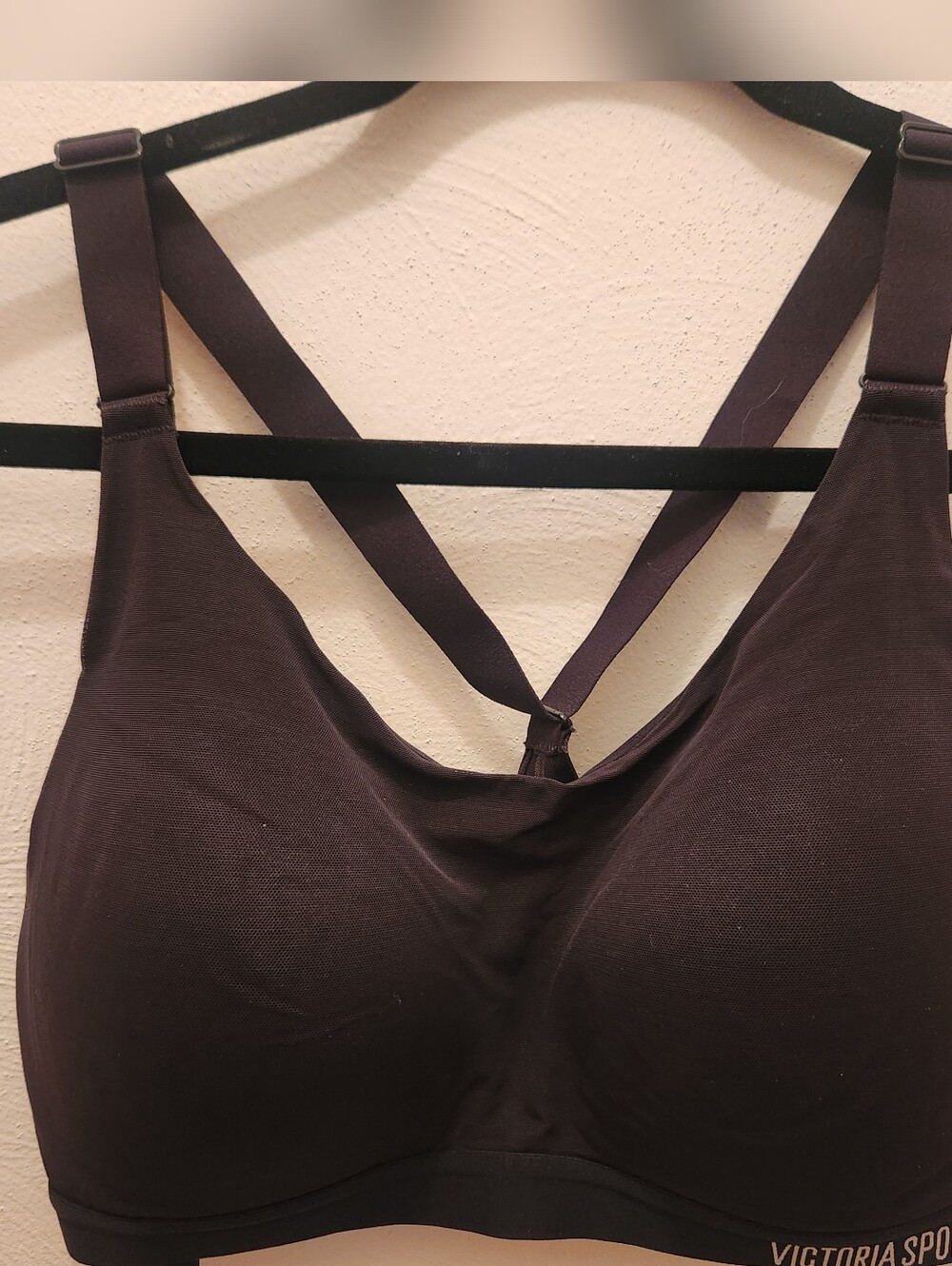 Victoria Sport Black Adjustable Racerback Sports Bra Size 36D